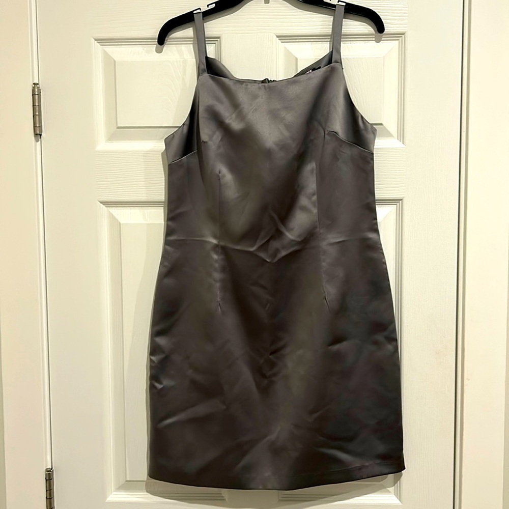 CDC 90’s Vintage Silver Square Neck Cocktail Evening Dress Women’s Size 12